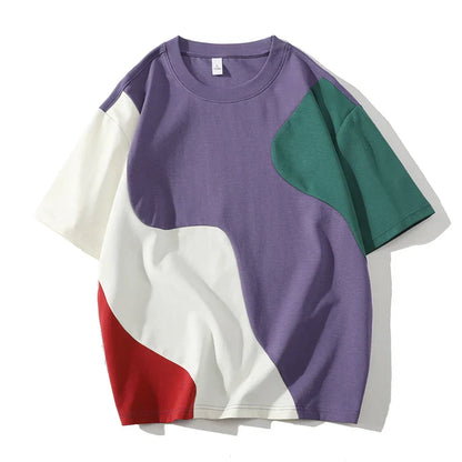 Herre T-shirt med Farveblokpaneler og Mellemvægtstruktur