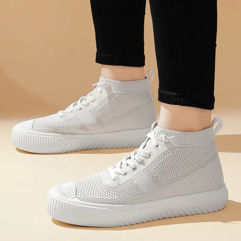 Zapatillas Hombre High Top Parte Superior de Malla Plantilla Ortopédica Cierre Sin Cordones