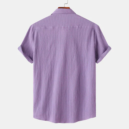 Camicia Estiva Uomo con Colletto Aperto e Chiusura a Bottoni – Stile Casual Classico