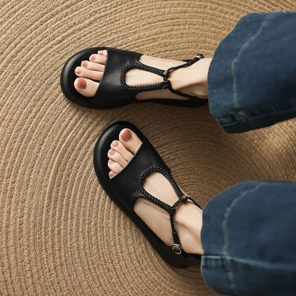 Sandali Donna con Cinturini Intrecciati, Fibbia Regolabile e Plantare Sagomato – Sandali Casual