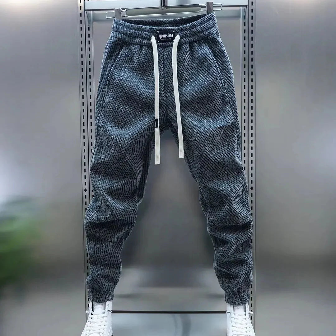Herrebukser Slim Fit med Elastisk Talje og Snøre Mønster – Moderne Casual Stil