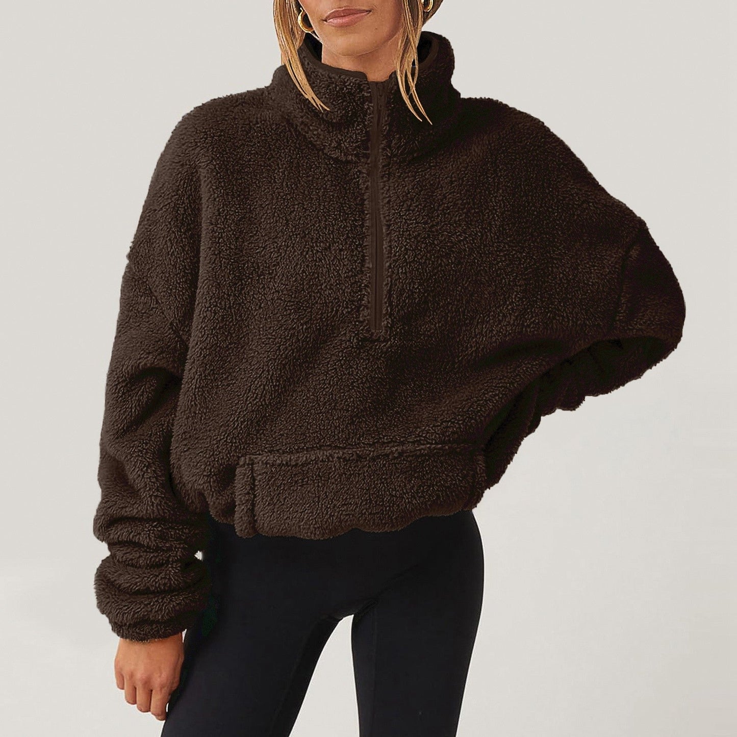 Maglione Donna con Mezza Zip e Colletto, Vestibilità Comoda – Stile Quotidiano