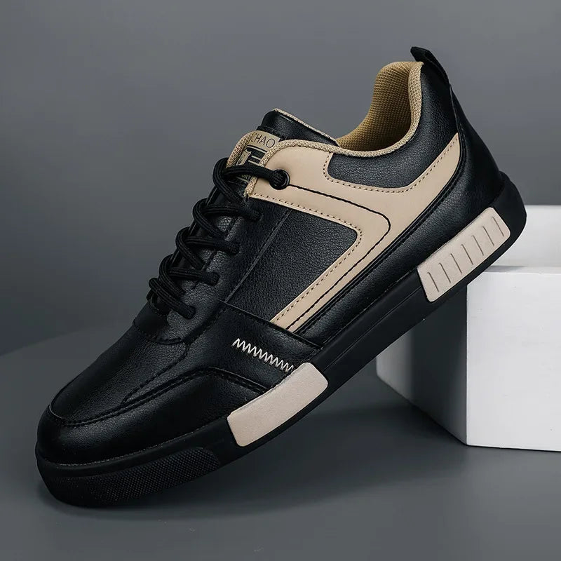 Men's Sneakers with Two-Tone Panels and Elevated Sole