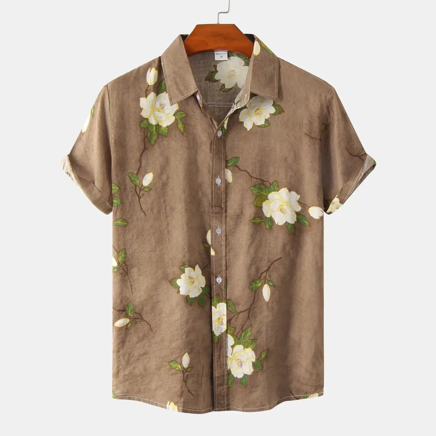 Camicia Estiva da Uomo con Bottoni, Stampa Floreale e Vestibilità Sartoriale