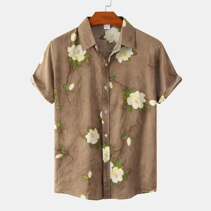 Camicia Estiva da Uomo con Bottoni, Stampa Floreale e Vestibilità Sartoriale