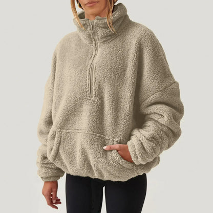 Maglione Donna con Mezza Zip e Colletto, Vestibilità Comoda – Stile Quotidiano