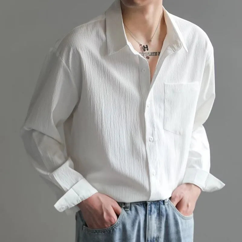 Camicia Uomo a Tinta Unita Antipiega con Bottoni – Vestibilità Comoda