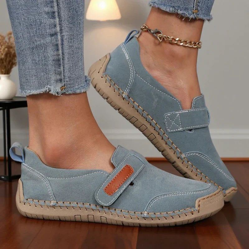 Women's Slip-On Loafers Hand-Sewn with Adjustable Velcro Strap