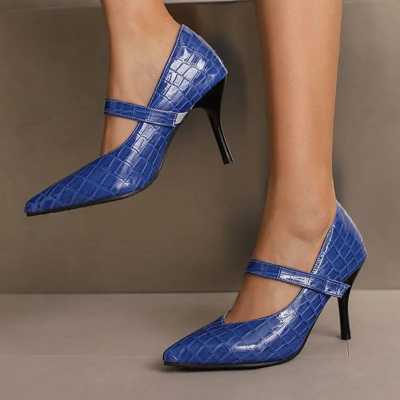 Décolleté da Donna Primaverili con Cinturino e Tacco Elegante – Effetto Coccodrillo e Struttura Leggera