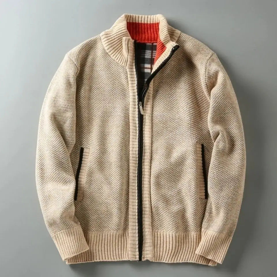 Cappotto Uomo Invernale Lungo con Chiusura a Bottoni e Dettagli Shearling Style