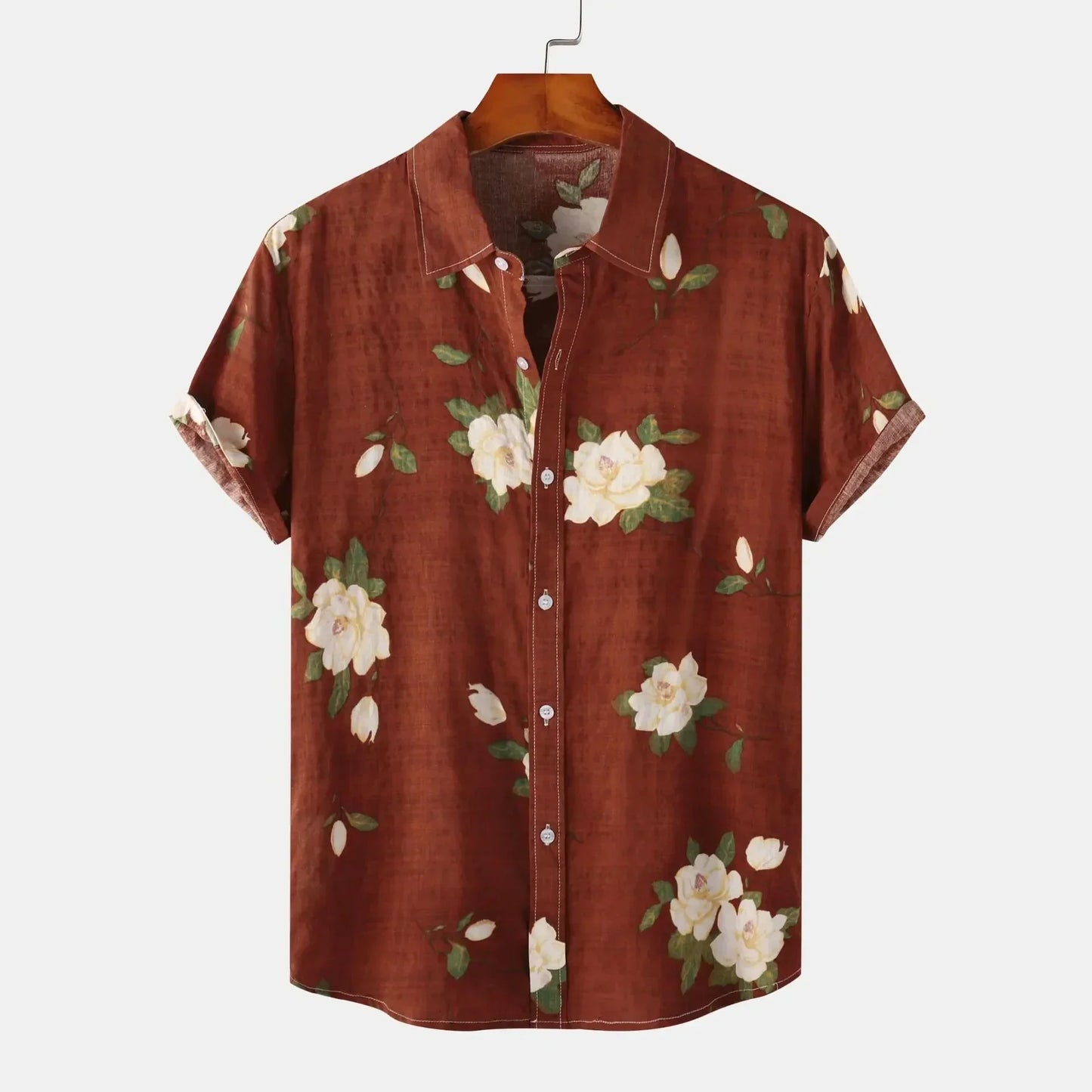 Camicia Estiva da Uomo con Bottoni, Stampa Floreale e Vestibilità Sartoriale