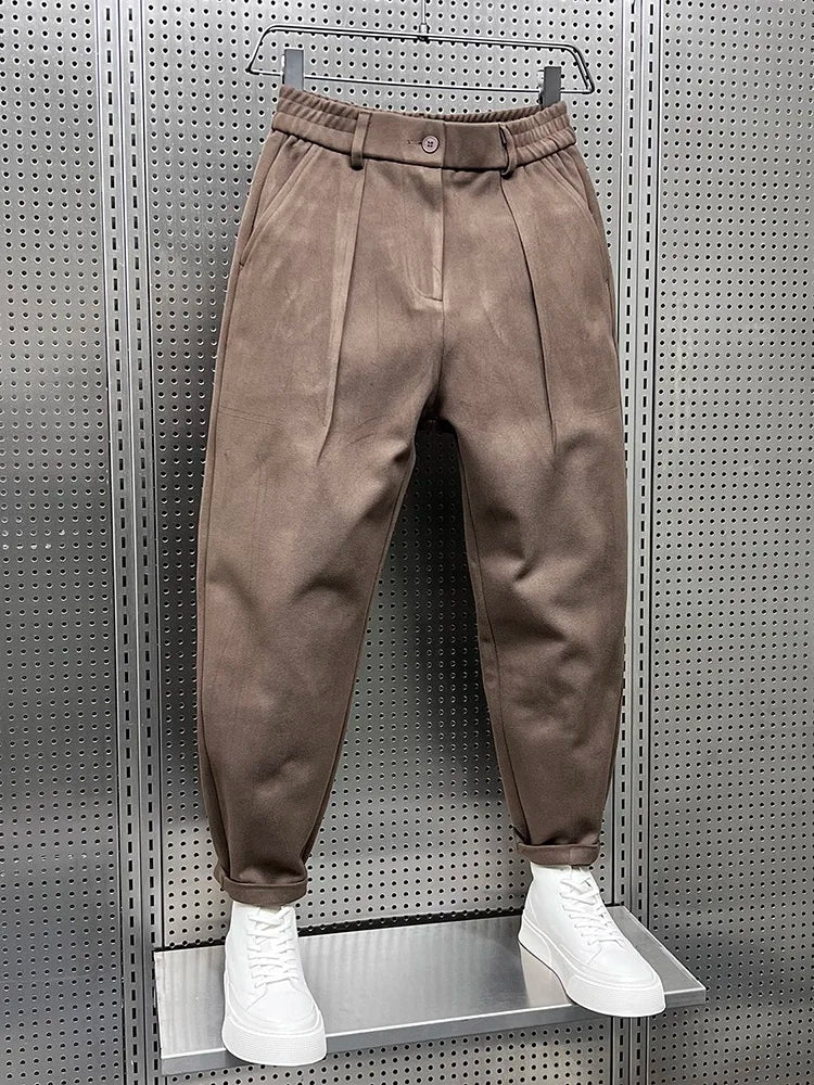 Men's Slim Fit Elegant Trousers in Melange Fabric – Versatile Formal Style