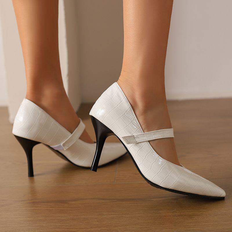 Décolleté da Donna Primaverili con Cinturino e Tacco Elegante – Effetto Coccodrillo e Struttura Leggera