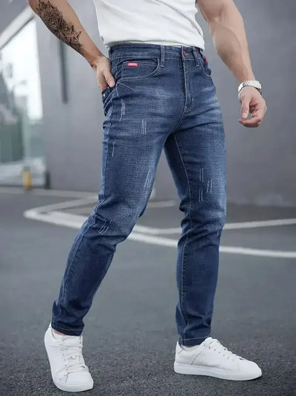 Herrejeans Tapered Mellem talje Falmet effekt på lårene Knappelukning