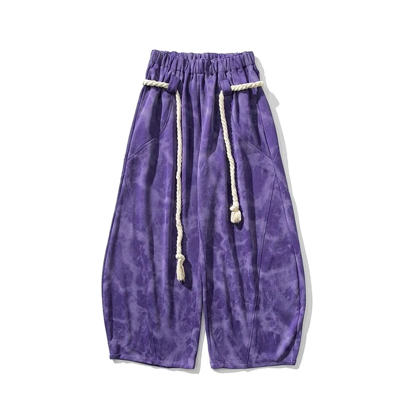 Pantaloni Tuta Uomo a Gamba Larga con Vita a Cordoncino e Design Tie-Dye – Stile Casual