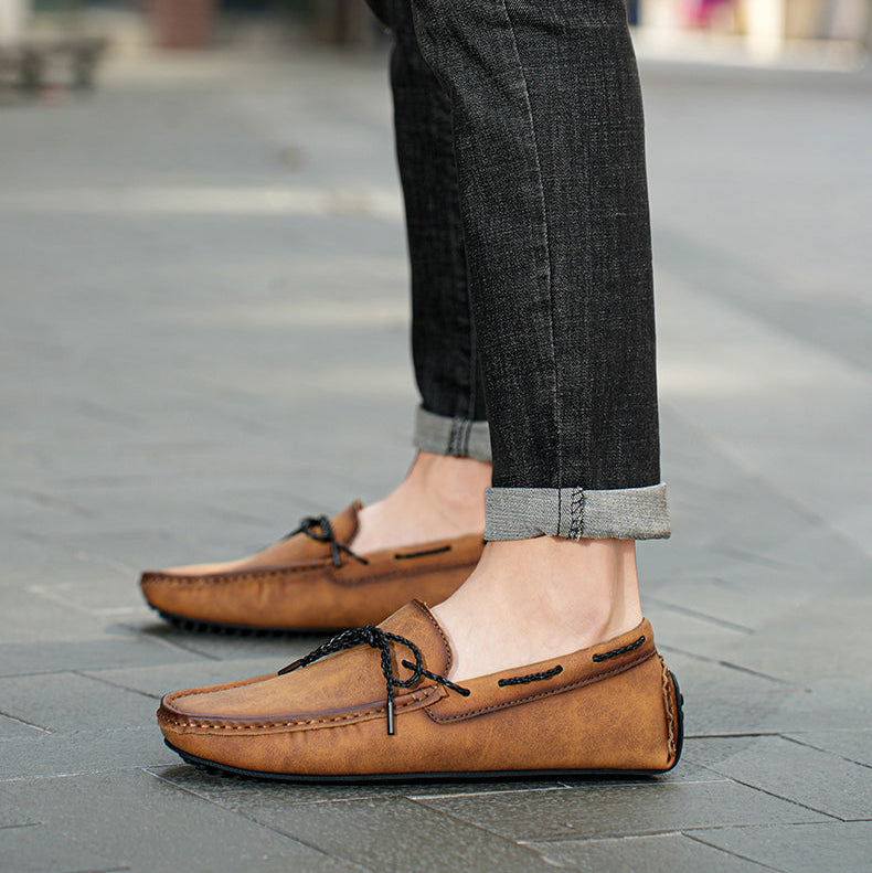 Herreslip-on mokkasiner med gummisål