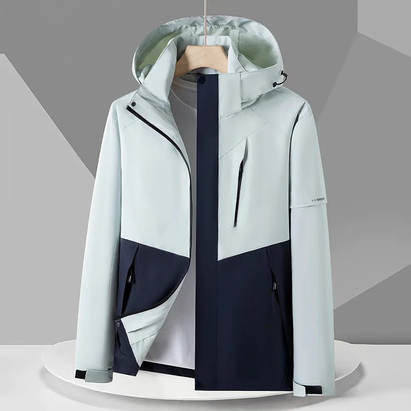 Giacca Tecnica Uomo Antivento Impermeabile con Cappuccio e Tasche con Zip – Stile Outdoor