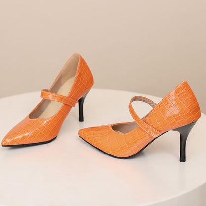 Décolleté da Donna Primaverili con Cinturino e Tacco Elegante – Effetto Coccodrillo e Struttura Leggera