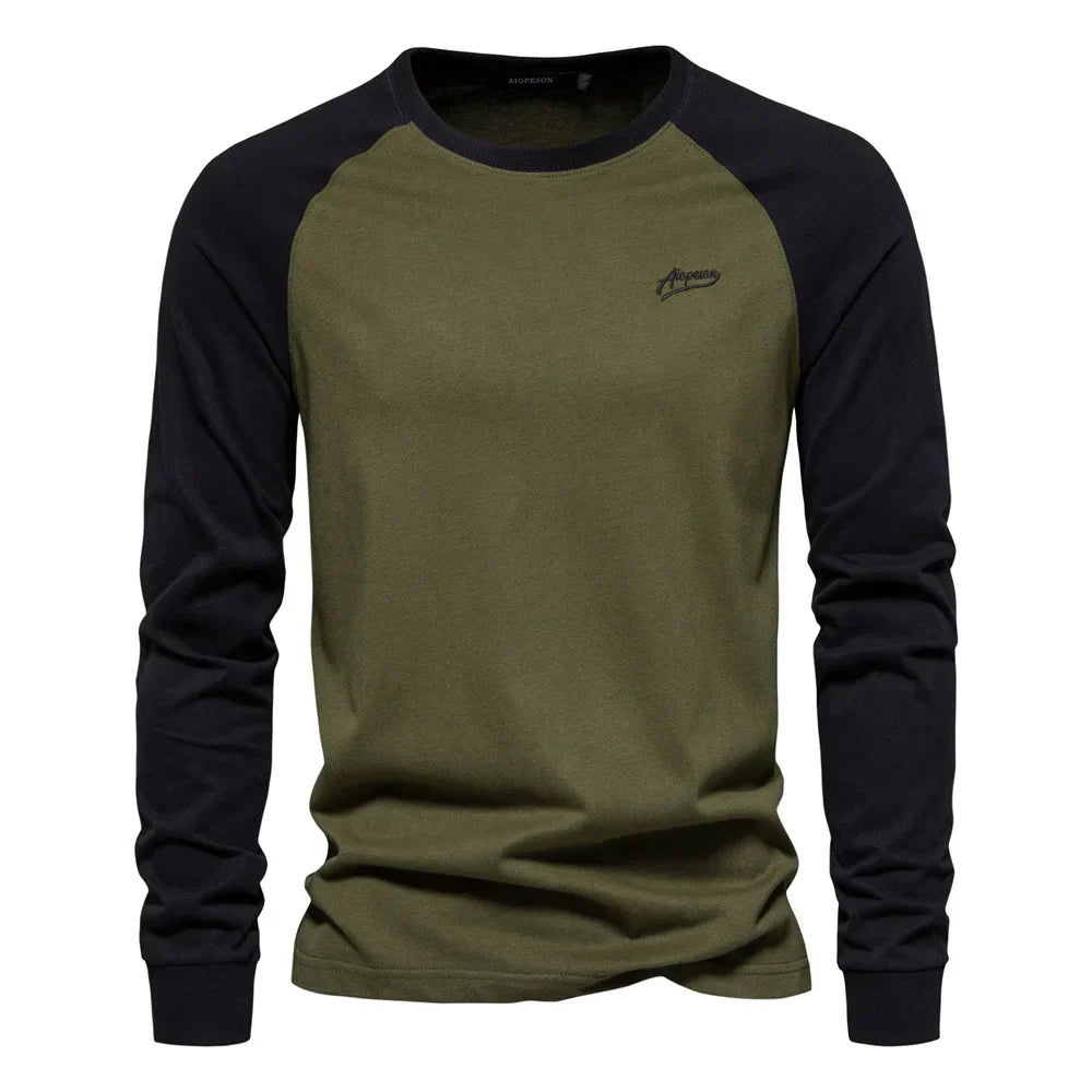 Camicia da Uomo Autunnale a Maniche Lunghe con Maniche Raglan e Vestibilità Slim
