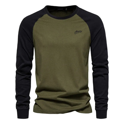 Camicia da Uomo Autunnale a Maniche Lunghe con Maniche Raglan e Vestibilità Slim