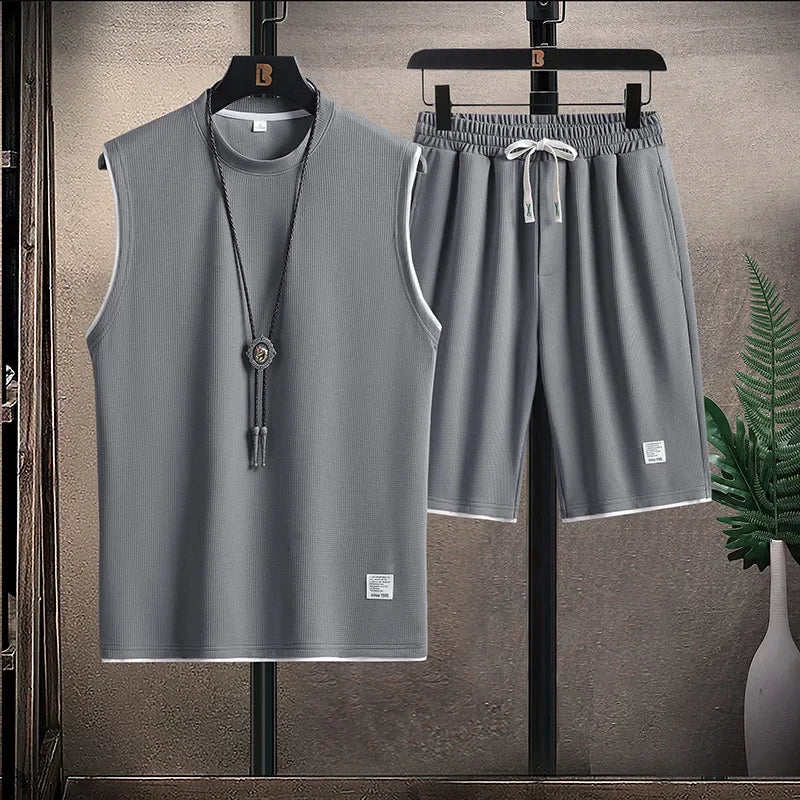 Completo Estivo Uomo Due Pezzi con Canotta e Pantaloncini con Coulisse
