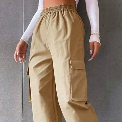 Dame Cargo-bukser med Elastisk Talje og Utility-lommer – Cargo-stil