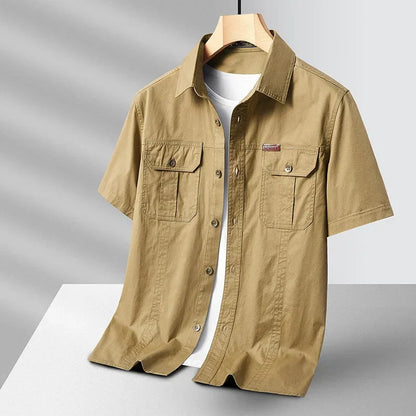 Camicia da Uomo con Bottoni, Doppie Tasche sul Petto e Colletto a Punta