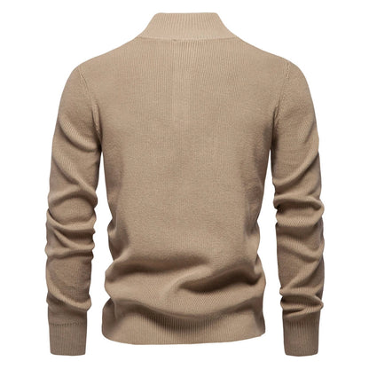 Maglione Uomo con Design a Bottoni e Bordi a Coste