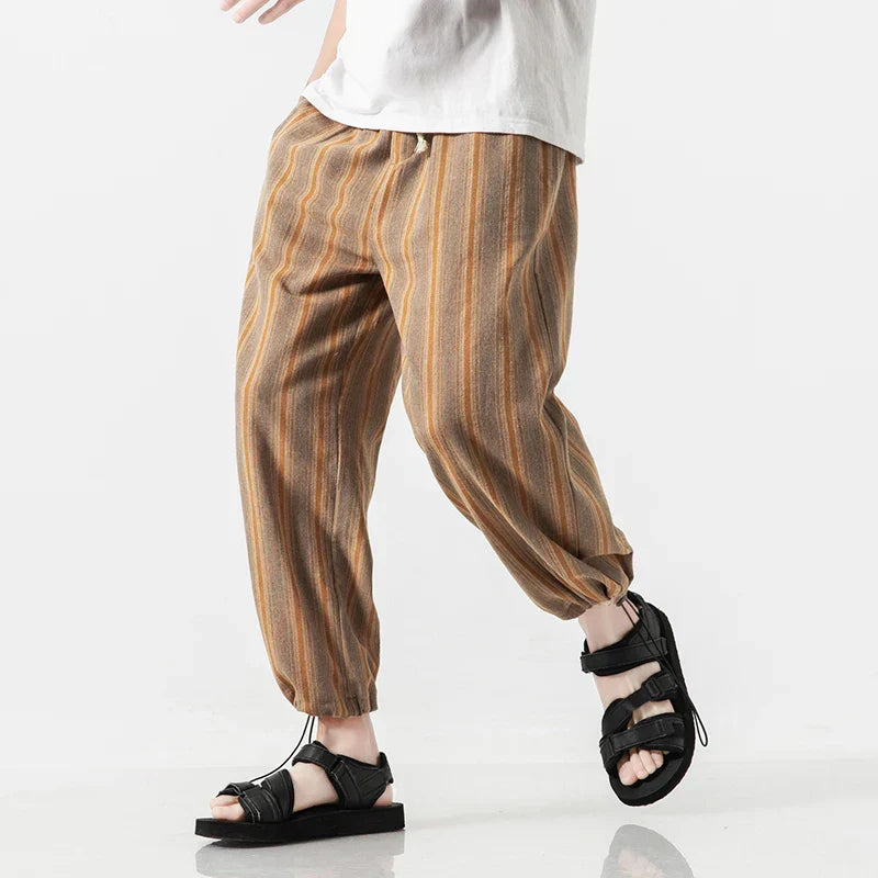 Pantaloni Harem Uomo a Righe Sottili con Coulisse – Vestibilità Comoda