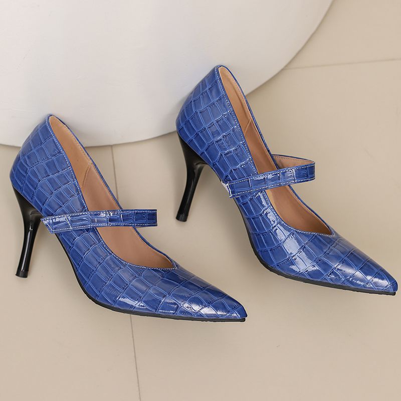 Décolleté da Donna Primaverili con Cinturino e Tacco Elegante – Effetto Coccodrillo e Struttura Leggera