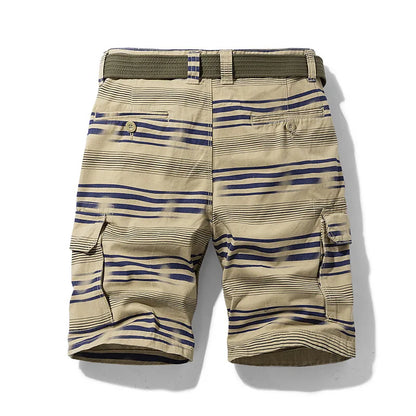 Letvægts forårsmænds cargo-shorts med striber og mange lommer