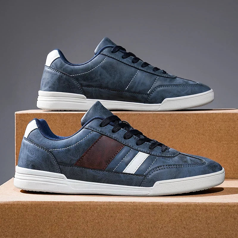 Men's Low Sneakers with Layered Inserts and Two-Tone Design