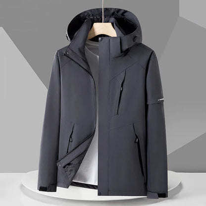 Giacca Tecnica Uomo Antivento Impermeabile con Cappuccio e Tasche con Zip – Stile Outdoor