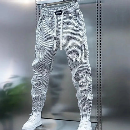 Herrebukser Slim Fit med Elastisk Talje og Snøre Mønster – Moderne Casual Stil