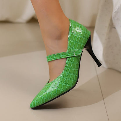 Décolleté da Donna Primaverili con Cinturino e Tacco Elegante – Effetto Coccodrillo e Struttura Leggera