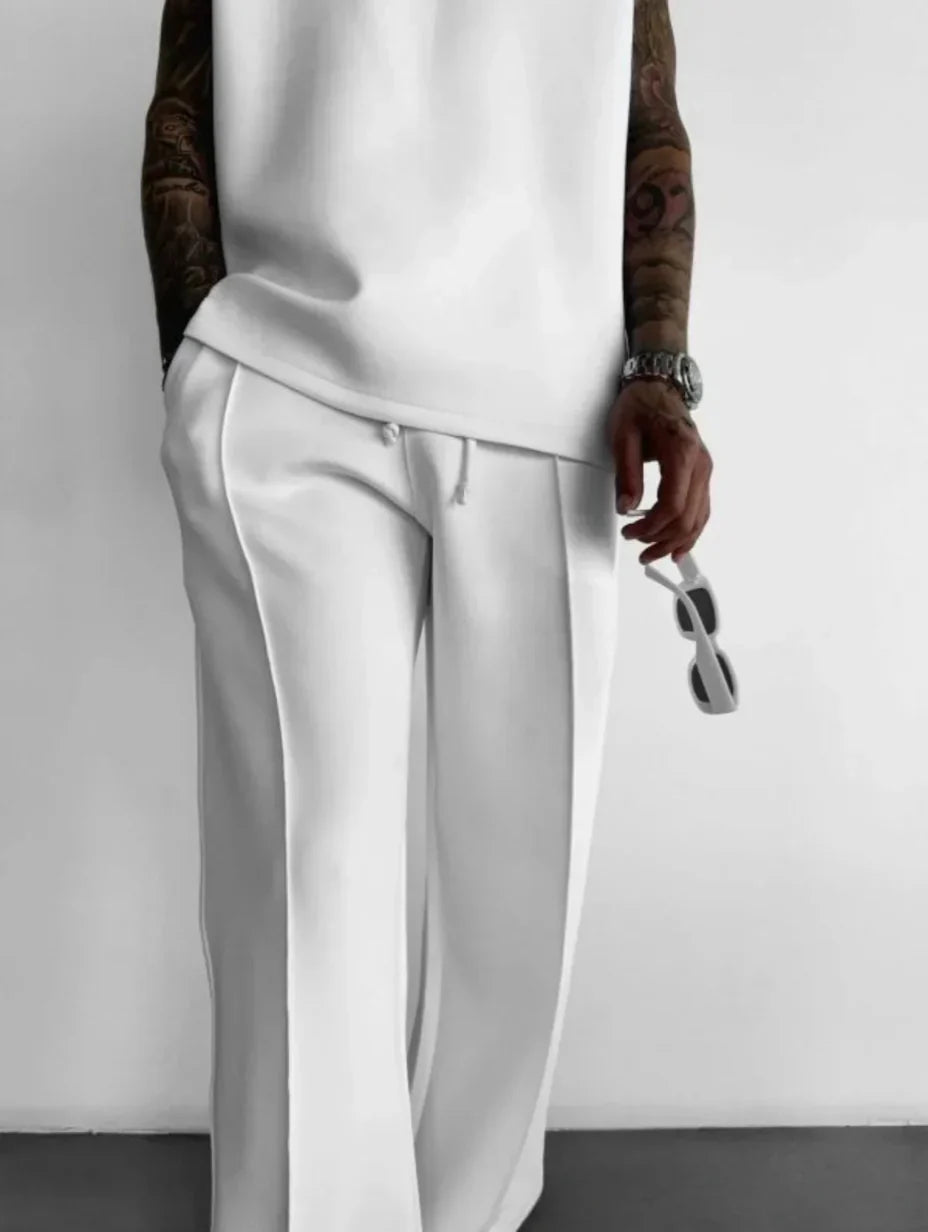 Men's Lounge Set with Sleeveless Top and Tailored Pants