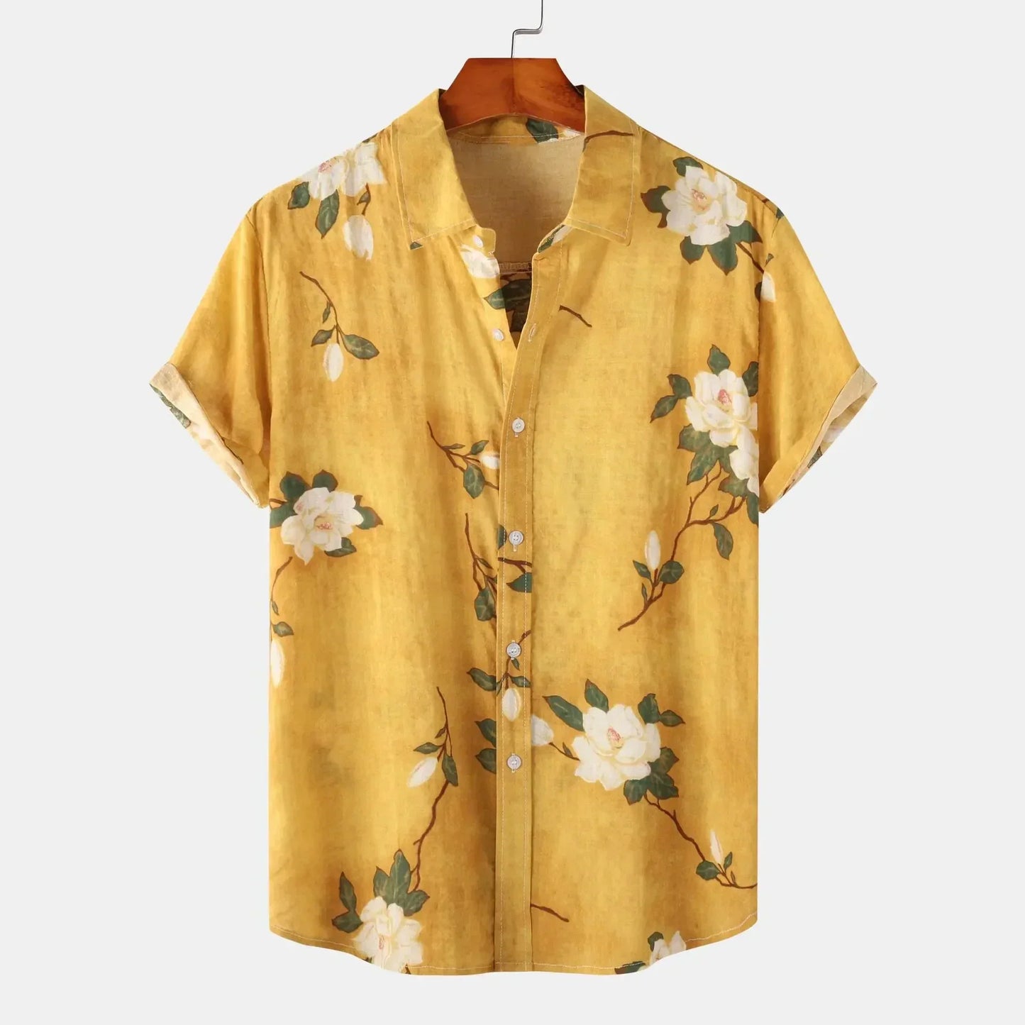 Camicia Estiva da Uomo con Bottoni, Stampa Floreale e Vestibilità Sartoriale