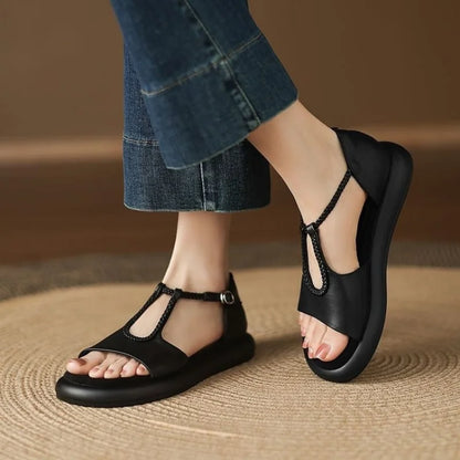 Sandali Donna con Cinturini Intrecciati, Fibbia Regolabile e Plantare Sagomato – Sandali Casual