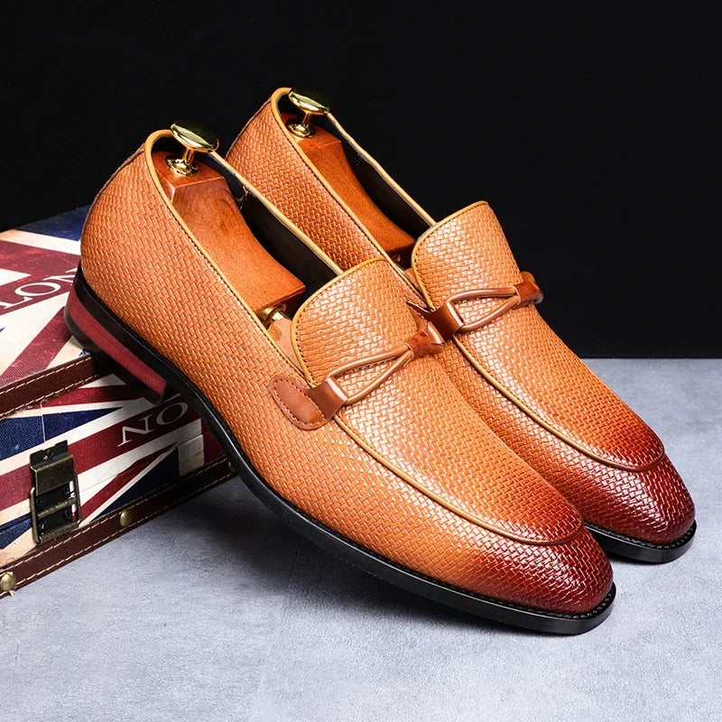 Men's Oxford-style loafers with a faux-leather finish and lace-up detail
