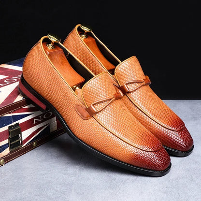 Men's Oxford-style loafers with a faux-leather finish and lace-up detail