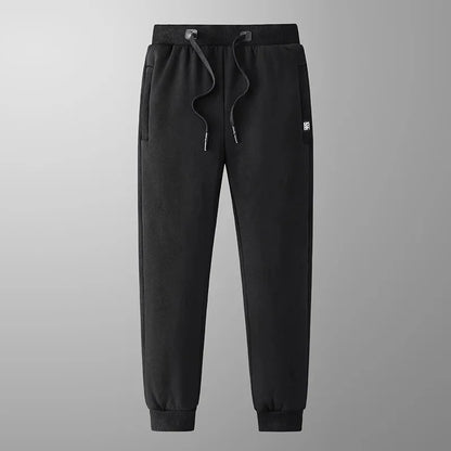 Vinterjoggingbukser til mænd foret med fleece, smal benform, elastisk talje – Casual stil