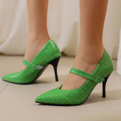 Décolleté da Donna Primaverili con Cinturino e Tacco Elegante – Effetto Coccodrillo e Struttura Leggera