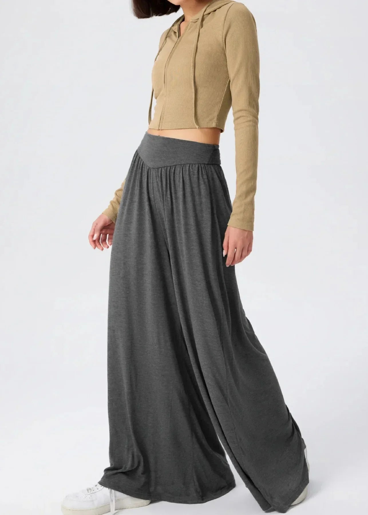 Pantaloni Donna Leggeri a Gamba Larga con Vita Elasticizzata – Stile Casual Estivo