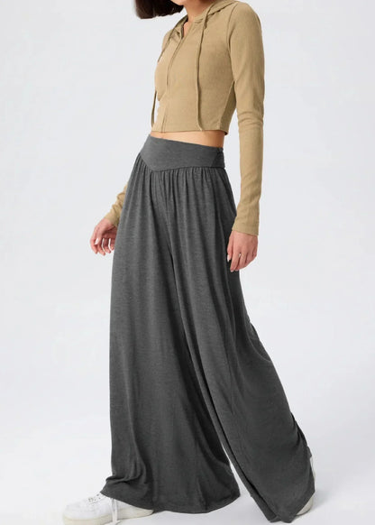 Pantaloni Donna Leggeri a Gamba Larga con Vita Elasticizzata – Stile Casual Estivo