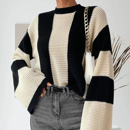 Maglione Donna Girocollo con Spalle Scese e Maniche Ampie – Stile Rilassato