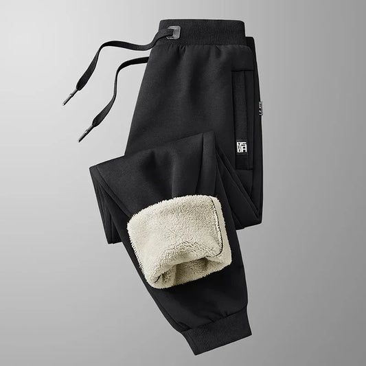 Men's Winter Jogger Pants Lined with Fleece Tapered Leg Elastic Waist – Casual Style