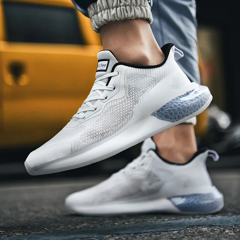 Herresneakers med åndbart mesh-overdel og stødabsorberende sål – lette sko til træning og hverdag