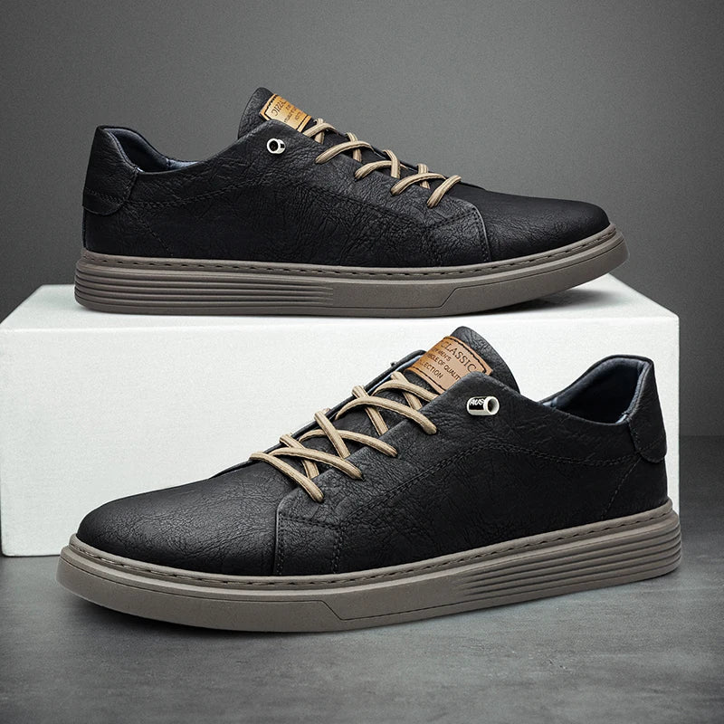Men's Sneakers with Stitched Upper and Linear Silhouette