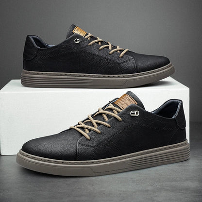 Men's Sneakers with Stitched Upper and Linear Silhouette