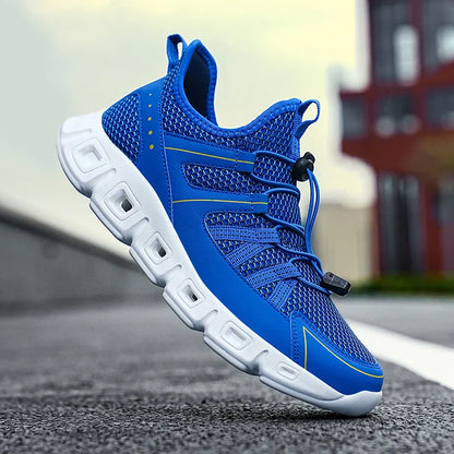 Men's Running Shoes with Mesh Upper, Quick Closure, and Cushioned Sole